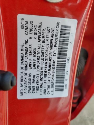 2016 HONDA CIVIC EX 2HGFC2F87GH575942