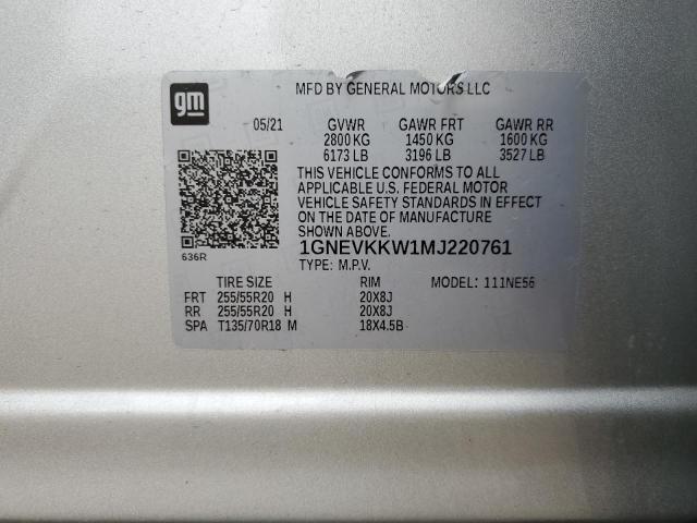 2021 CHEVROLET TRAVERSE P 1GNEVKKW1MJ220761