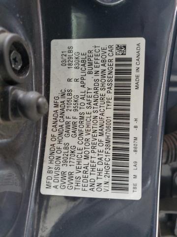 2021 HONDA CIVIC EX - 2HGFC1F38MH706001