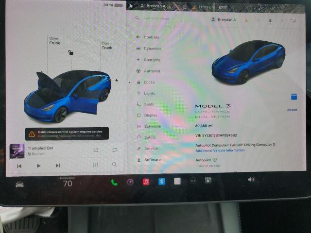 2021 TESLA MODEL 3 5YJ3E1EB1MF924582