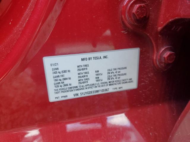 2021 TESLA MODEL Y - 5YJYGDEE8MF105967