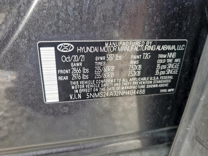 2022 HYUNDAI SANTA FE S #3279639913