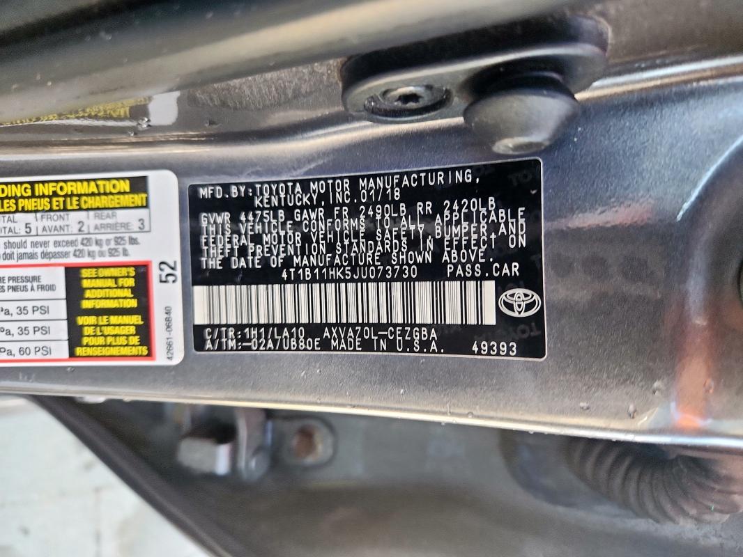 2018 TOYOTA CAMRY LE #3268988068
