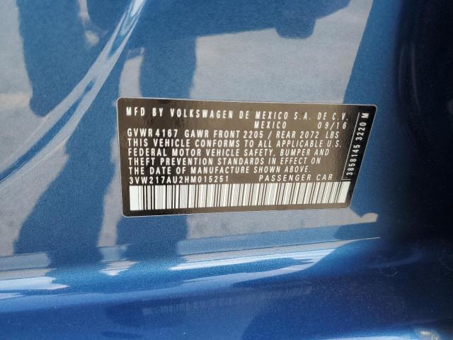 2017 VOLKSWAGEN GOLF S 3VW217AU2HM015251