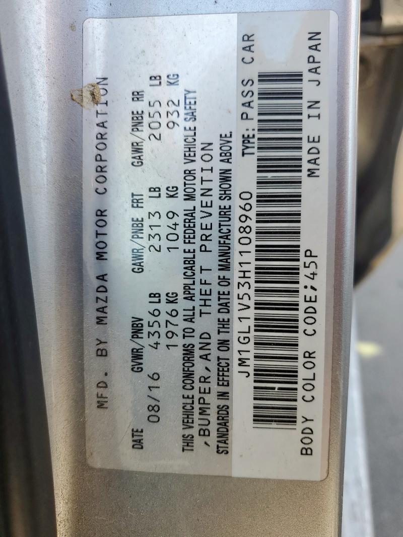 2017 MAZDA 6 TOURING #3282600869