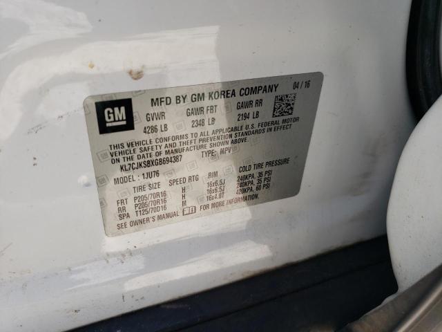 2016 CHEVROLET TRAX LS KL7CJKSBXGB694387