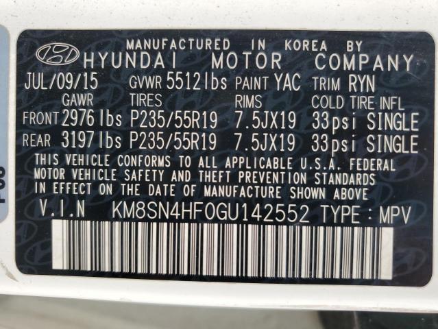 2016 HYUNDAI SANTA FE S KM8SN4HF0GU142552