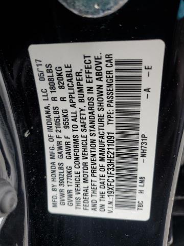 2017 HONDA CIVIC EX 19XFC1F33HE211091