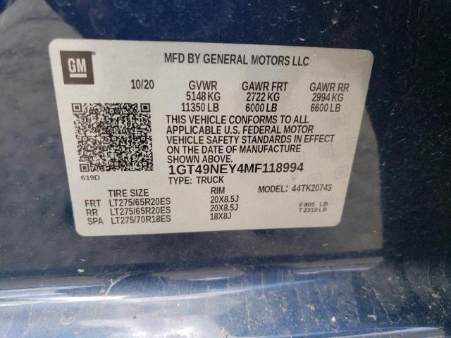2021 GMC SIERRA K2500 SLT 1GT49NEY4MF118994
