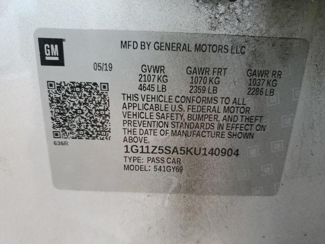 2019 CHEVROLET IMPALA LT 1G11Z5SA5KU140904