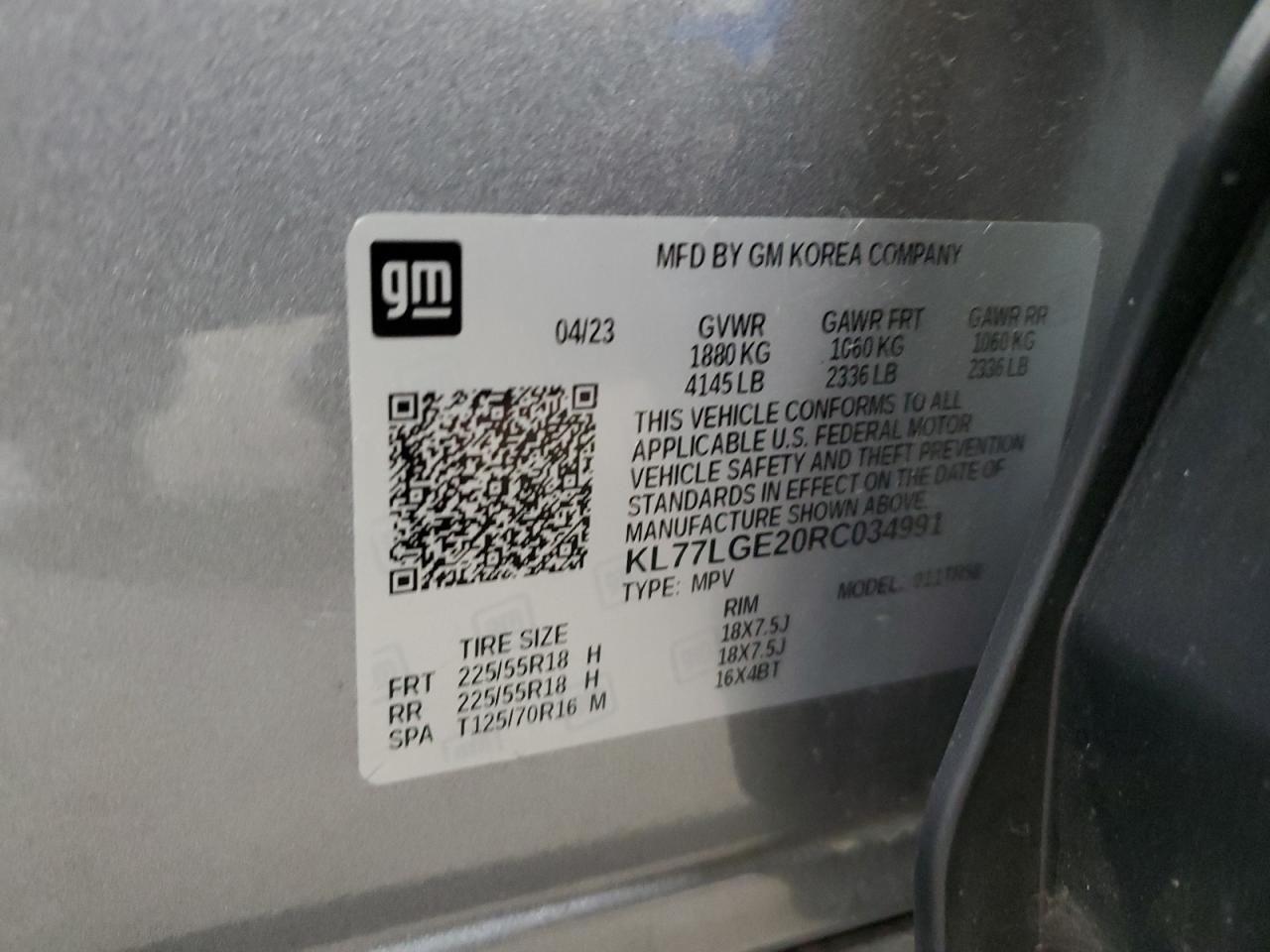 Lot #3310364962 2024 CHEVROLET TRAX 1RS