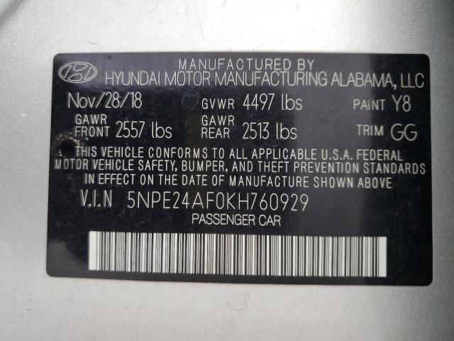 2019 HYUNDAI SONATA SE 5NPE24AF0KH760929
