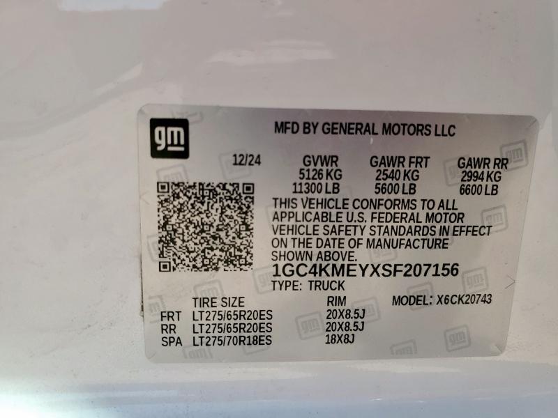 2025 CHEVROLET SILVERADO 1GC4KMEYXSF207156