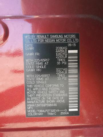 2016 NISSAN ROGUE S KNMAT2MT6GP598446