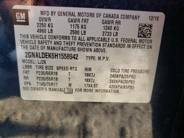 2017 CHEVROLET EQUINOX PREMIER 2GNALDEK6H1558942