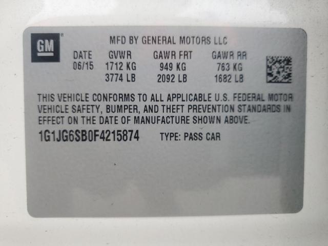 2015 CHEVROLET SONIC RS 1G1JG6SB0F4215874