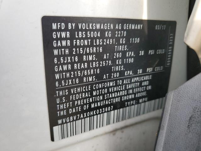2017 VOLKSWAGEN TIGUAN S - WVGBV7AX0HK033607