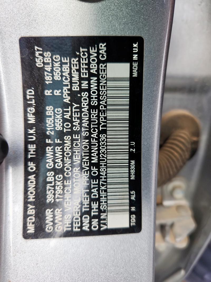 2017 HONDA CIVIC SHHFK7H48HU230336