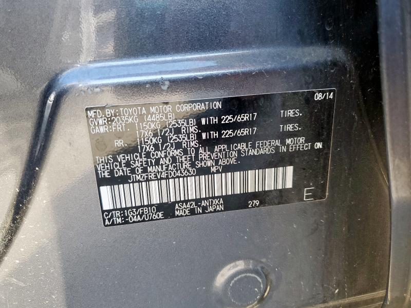 2015 TOYOTA RAV4 LE JTMZFREV4FD043630