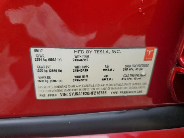 2017 TESLA MODEL S - 5YJSA1E20HF216756