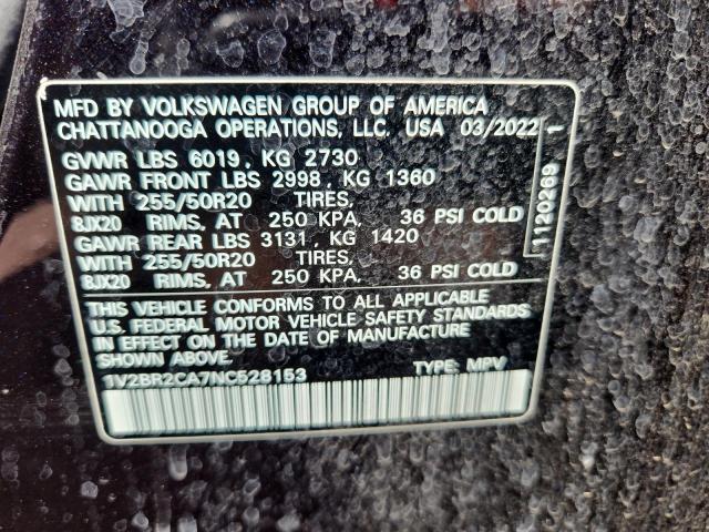 2022 VOLKSWAGEN ATLAS SEL 1V2BR2CA7NC528153