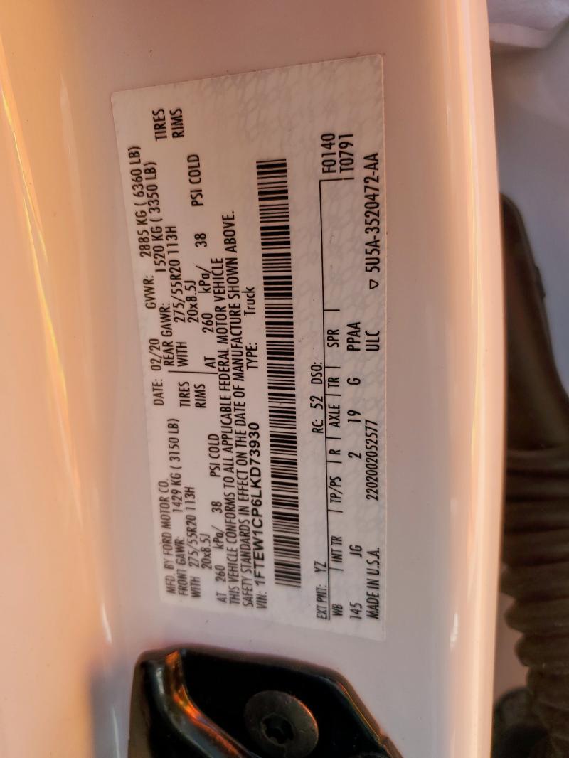 2020 FORD F150 SUPER - 1FTEW1CP6LKD73930