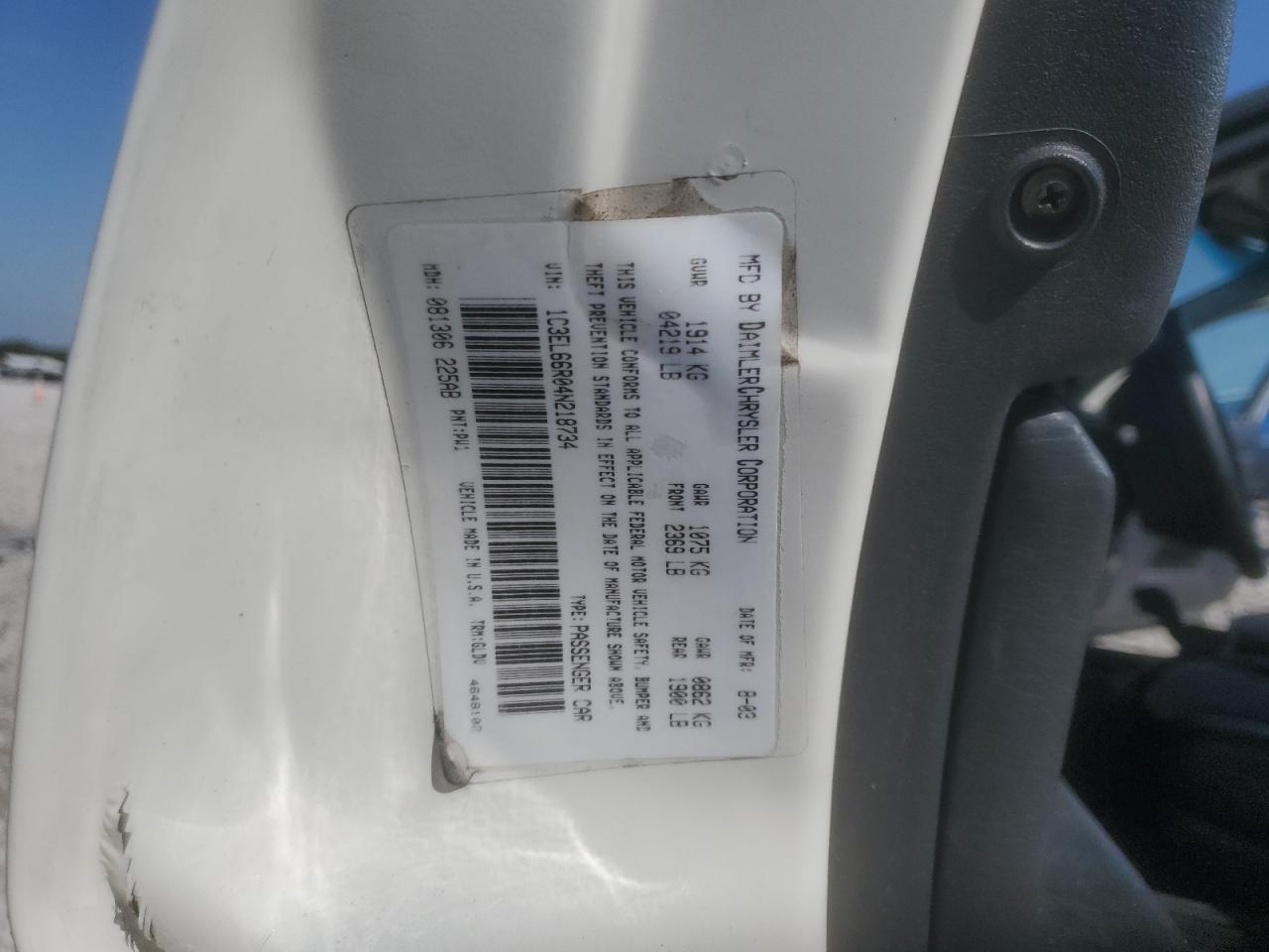 Lot #3281682974 2004 CHRYSLER SEBRING LI