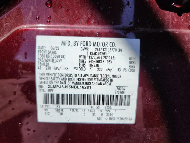 2022 LINCOLN NAUTILUS - 2LMPJ8J95NBL16281