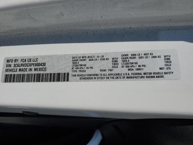 2023 RAM PROMASTER 3C6LRVDGXPE600430