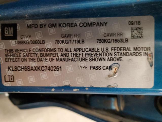 2019 CHEVROLET SPARK ACTI KL8CH6SAXKC740261