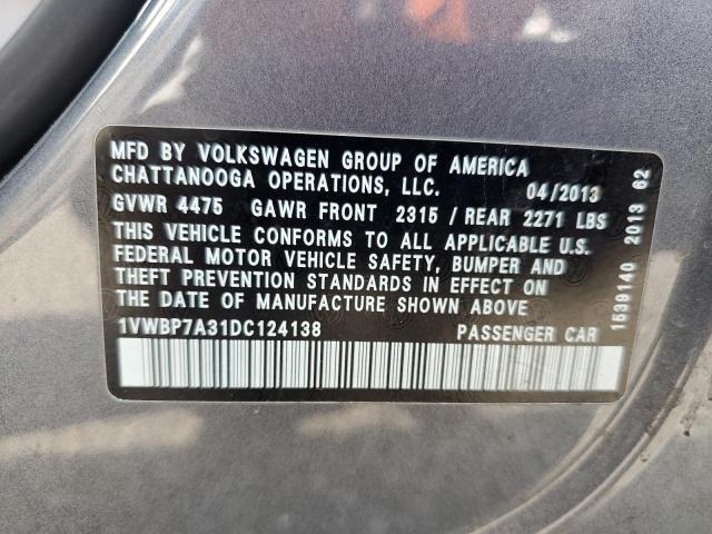 2013 VOLKSWAGEN PASSAT SE - 1VWBP7A31DC124138