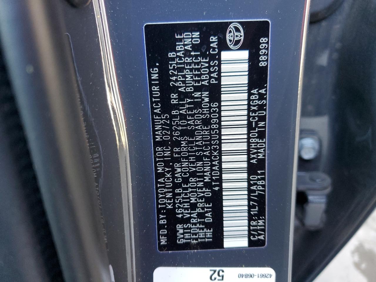 Lot #3310755766 2025 TOYOTA CAMRY XSE