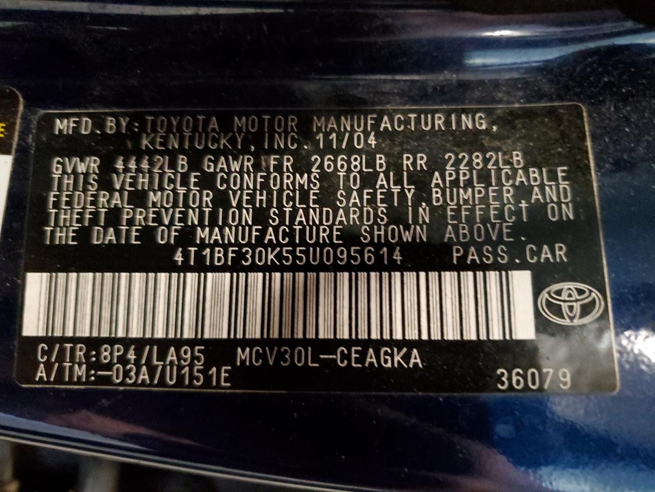 Lot #3286521151 2005 TOYOTA CAMRY LE