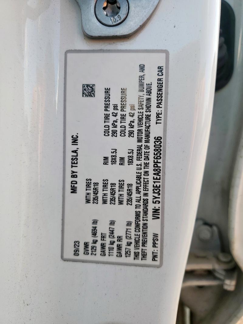 2023 TESLA MODEL 3 - 5YJ3E1EA8PF658036