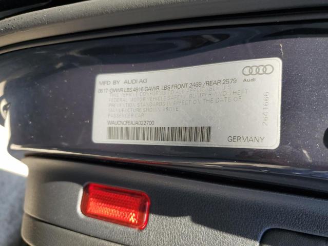 2018 AUDI A5 PRESTIG WAUCNCF5XJA022700