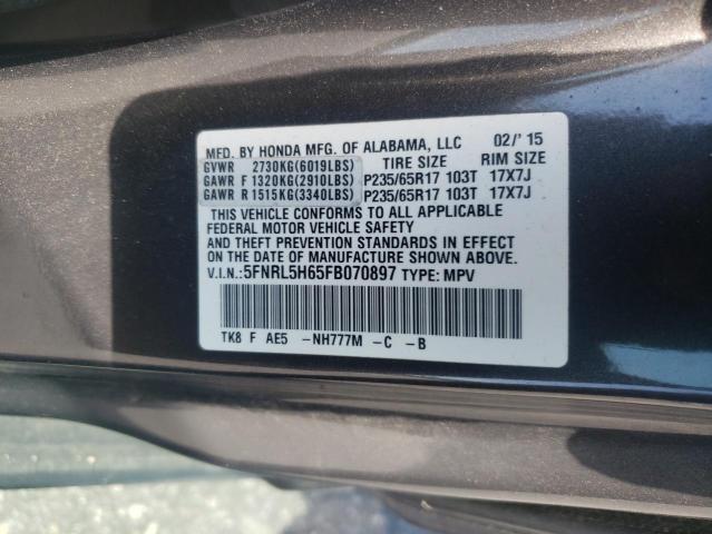 2015 HONDA ODYSSEY EXL 5FNRL5H65FB070897