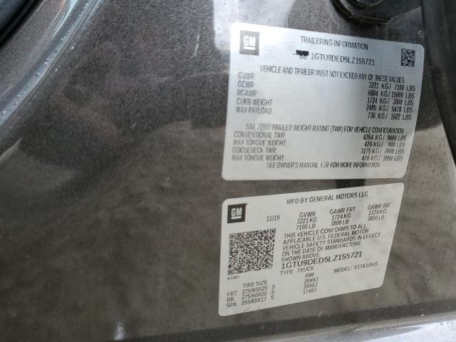 2020 GMC SIERRA K1500 SLT 1GTU9DED5LZ155721