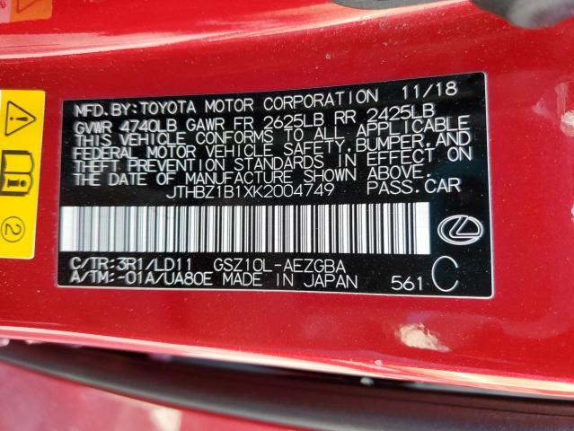 2019 LEXUS ES 350 JTHBZ1B1XK2004749