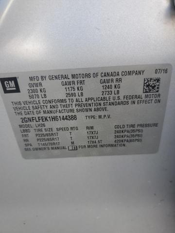 2017 CHEVROLET EQUINOX LT 2GNFLFEK1H6144388