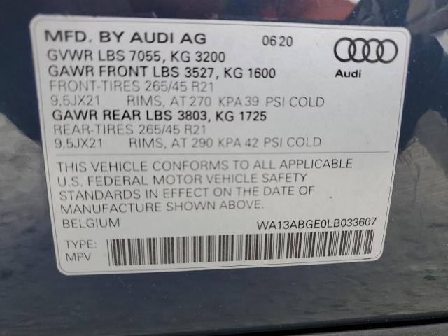 2020 AUDI E-TRON SPO WA13ABGE0LB033607