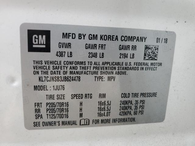 2018 CHEVROLET TRAX LS - KL7CJNSB3JB624478