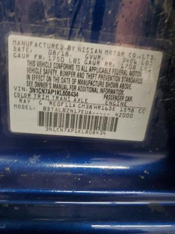 2019 NISSAN VERSA S 3N1CN7AP1KL808434