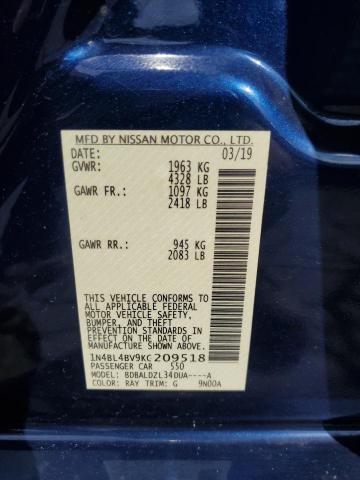 2019 NISSAN ALTIMA S 1N4BL4BV9KC209518