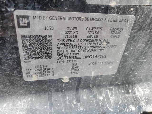 2021 GMC SIERRA K1500 SLT 3GTU9DED1MG147181