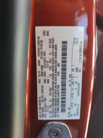 2020 FORD ESCAPE SE 1FMCU0G60LUA21726