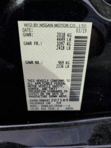 2019 NISSAN ALTIMA S 1N4BL4BWXKC207589