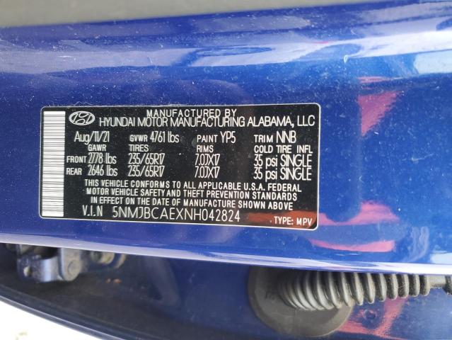 2022 HYUNDAI TUCSON SEL 5NMJBCAEXNH042824