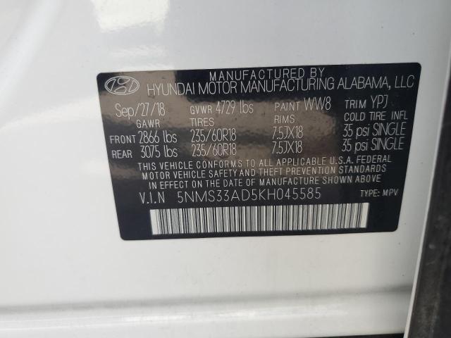 2019 HYUNDAI SANTA FE S 5NMS33AD5KH045585