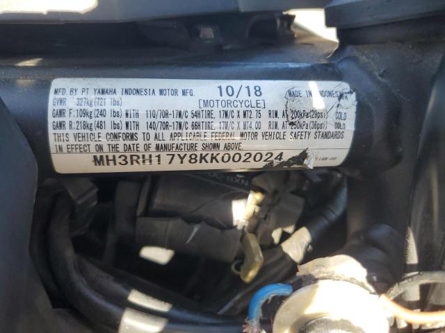 2019 YAMAHA YZFR3 - MH3RH17Y8KK002024