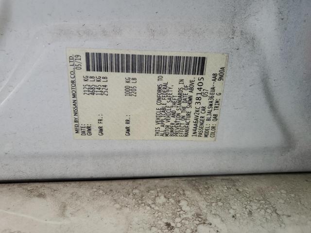 2019 NISSAN MAXIMA S 1N4AA6AV2KC381405
